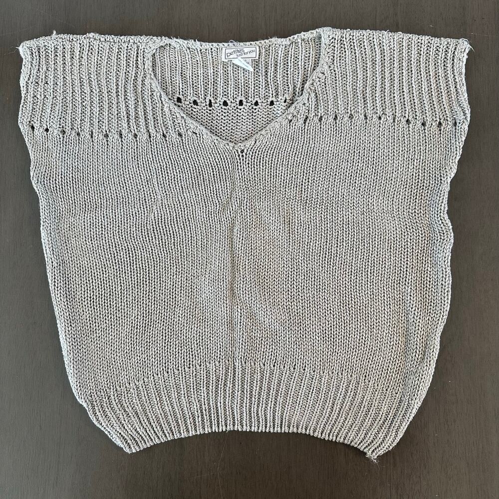 Vintage Petites Just for You Womens Silk Knit Sweater Vest w/ side button up Med